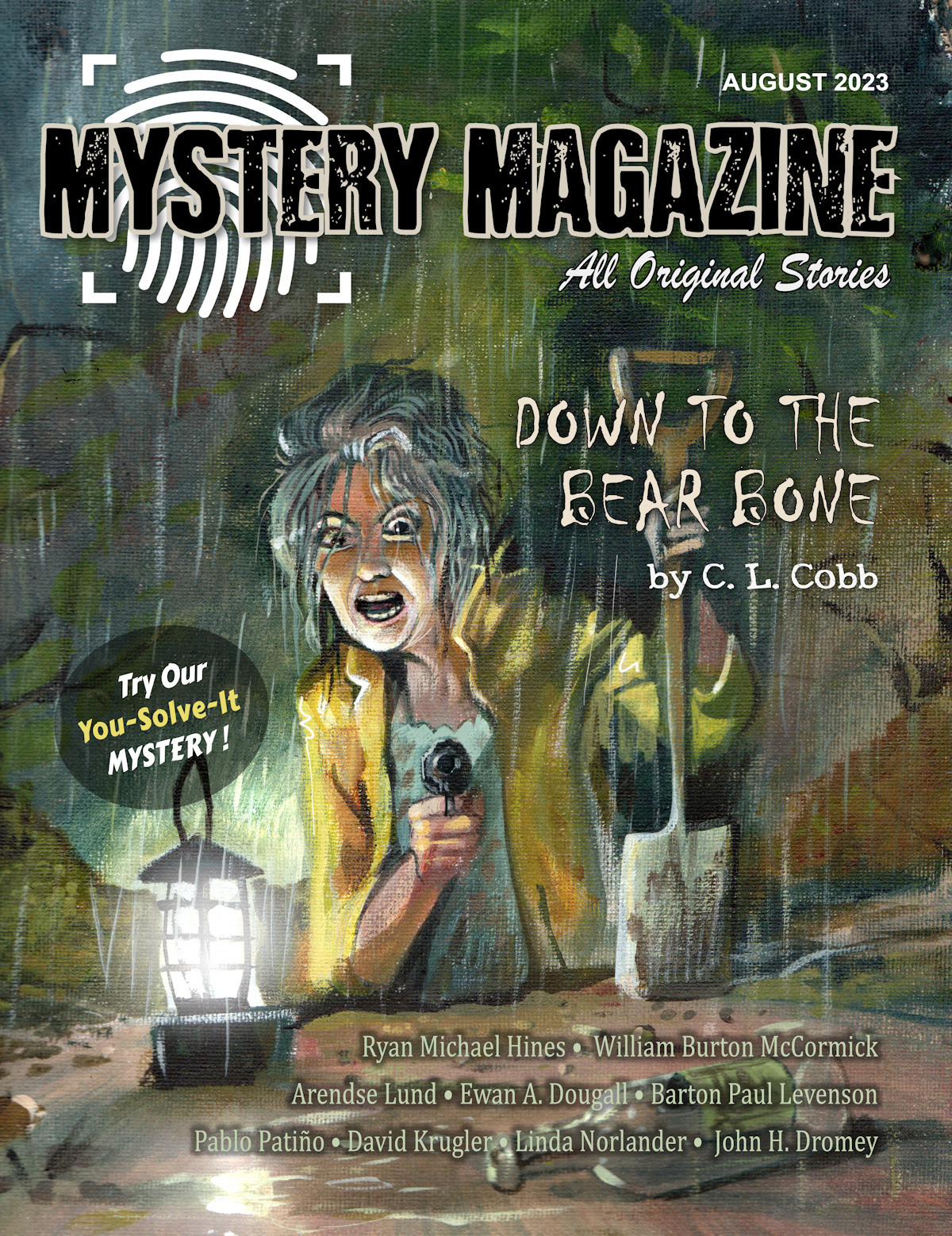Cover of August 2023 issue of Mystery Magazine